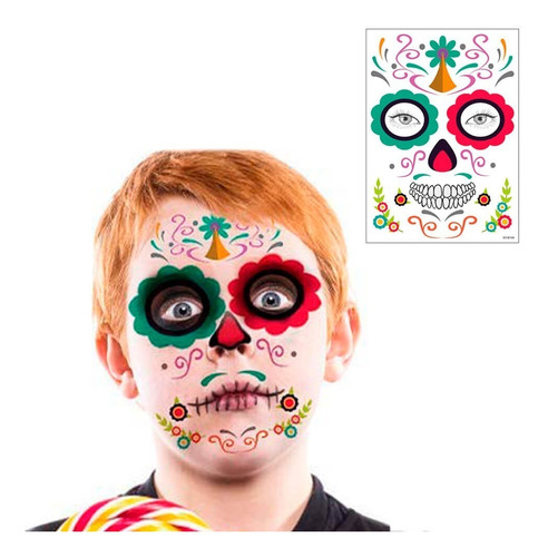 Tatuaje Temporal  Hombre Sugar Skull   Calavera Coco