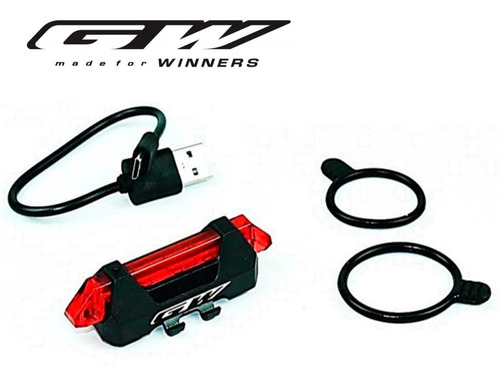 Imagen 2 de 3 de Luz De Bicicleta Led Recargable Gw Trasera + Envio Gratis