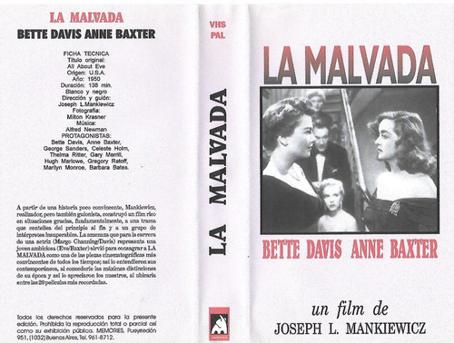 La Malvada Vhs All About Eve Bette Davis Anne Baxter