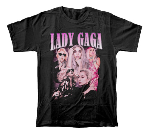 Camiseta Algodón Peinado Con Estampado De Cantante Lady Gaga
