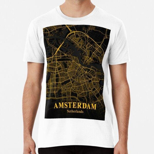 Remera Mapa De La Ciudad Dorada De Ámsterdam Algodon Premium