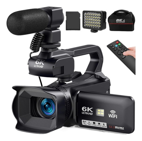 Videocámara Profesional De 64mp 6k Hd,18x,wifi Con 128gb Sd