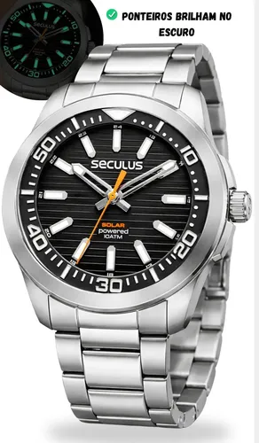 Relógio Seculus Masculino 77139g0svna1 Analógico Bateria Solar