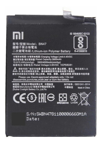 B.ateria Para Xiaomi Mi A2 Lite Bn47 M1805d1sg