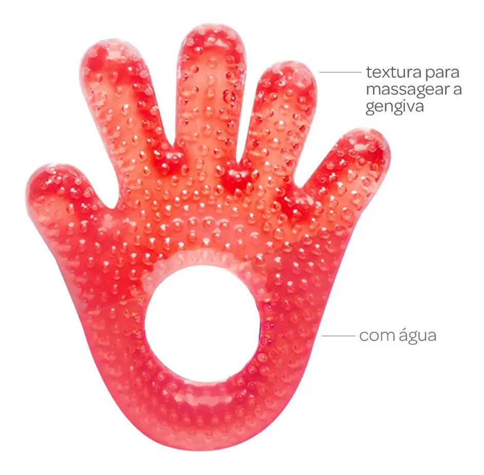 Mordedor Alívio Para Gengiva Bebê Maozinha Atóxico Buba Cor Vermelho Liso