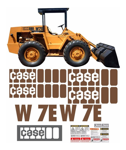 Kit Adesivo Pá Carregadeira Case W7e Completo + Etiquetas Mk