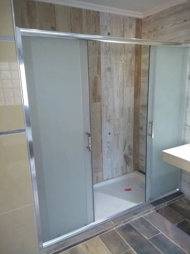 Imagen 5 de 10 de Mampara Baño Ducha Corrediza Vidrio Esmerilado 140 X 190 Cm
