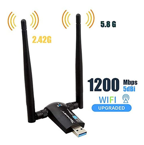 Adaptador Inalámbrico Usb Wifi 1200mbps Doble Banda 2.42 Ghz