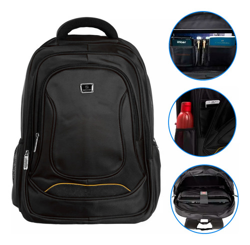 Mochila Notebook 15.6 Impermeável Melhor Qualidade Ad11 Cor Preto Desenho Do Tecido Lisa