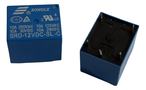 Kit 2 Rele 12v 10a 5 Pinos 1 Contato Na/nf P/ Sirene Alarme