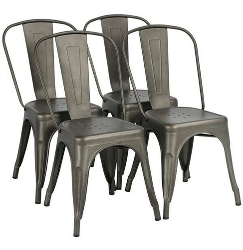 Set De 4 Sillas De Comedor Topeakmart Apilables Con