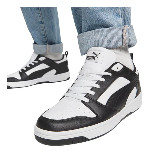 Tenis Puma Rebound V6 Low Negro Blanco Hombre 392328-01