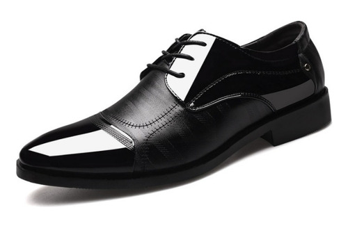 Zapatos De Vestir Caballero Charol Negro Casual Cuero Formal