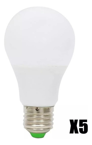 Pack 5 Ampolletas Led 9w Lampara E27 Bombilla Luz Fria