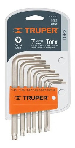 Juego 7 Llaves Torx Cortas Organizador Plástico Truper