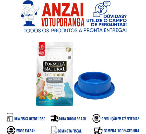 Kit Fórm. Natural Fresh Meat 1kg + Comedouro Azul 600ml