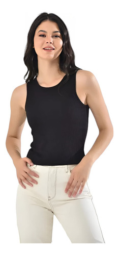 Polera Mujer Musculoso Negra Sin Manga Talla Unica