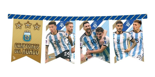 Banderin Seleccion Argentina Mundial Messi Afa X1u Cotillon