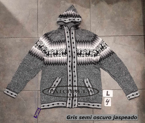 Imagen 5 de 7 de Sweater Campera Pullover Lana Alpaca Capucha Talle L (large)