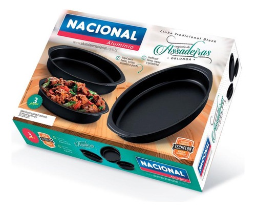 Conjunto De Assadeiras Antiaderente Oval Oblonga 1 A 3