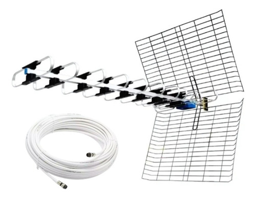 Kit Antena Tv Digital Tda Hd Antexa Uhf + 10mts Cable Aluminio