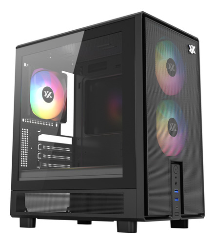 Gabinete Xyz Atom Black 3 Argb Fans Controller Mesh Usb C