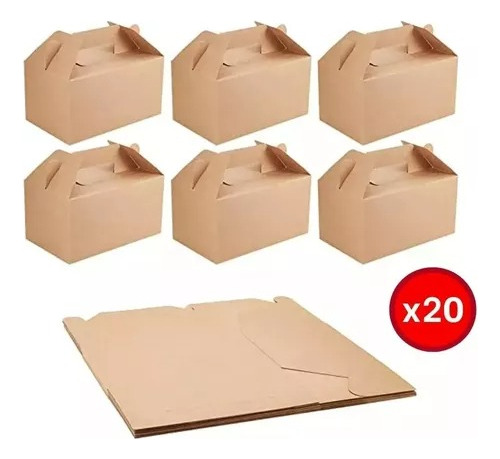 Cajas Kraft20 Comida Delivery Carton 21,8x14,9x12cm Armables