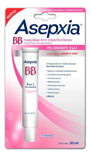 Maquillaje Líquido Asepxia 8 En 1 Autoajustable 30 Ml