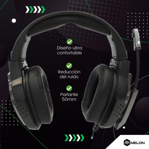 Imagen 4 de 10 de Auricular Gamer Melon Rgb Con Microfono Ajustable M9000