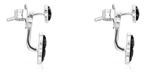 Pendientes Tous Cortos Mini Onix Plata Con Seis Osos Ónix