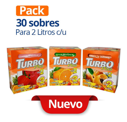 Pack 30 Jugo Refresco En Polvo Sin Gluten Turbo Varios Sabor