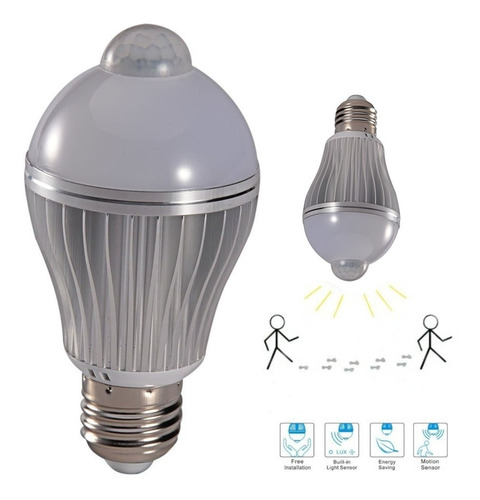 Imagen 1 de 4 de ¡ Bombillo Led 5w Sensor De Movimiento Fotocelda Oferta !!