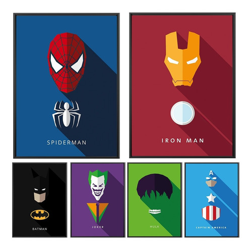 Kit De 5 Cuadros Superheroes Personajes