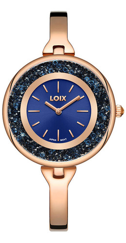 Reloj Loix Mujer L1194-3 Oro Rosa Con Tablero Azul