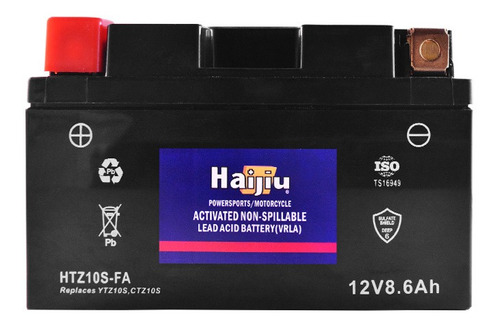 Imagen 1 de 9 de Batería Moto Haijiu Htz10s-fa Agm  Gel Libre Mantenimiento