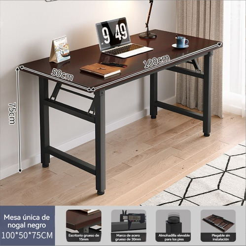 Minimalista Mesa Escritorio De Ordenador Plegable 100cm Negro