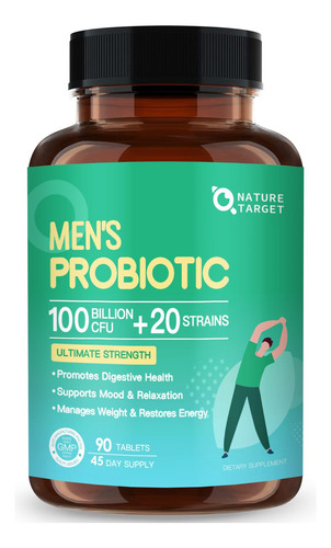 Probioticos Para La Salud Digestiva Para Hombres, 100 Mil Mi