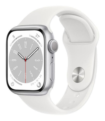 Apple Watch S8 41 mm plateado, - Lee la descripción de la correa, color blanco/diseño de la carcasa, color plateado