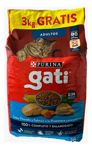 Gati Adulto Pescado Y Salmón 15 + 3kg Gratis Universal Pets