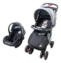 Comprar Cochecito de paseo travel system Dencar Travel System 3222TS negro\u002Fgris con chasis color plateado