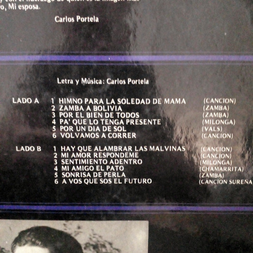 Carlos Portela Mis Palabras Y Mi Gente Disco De Vinilo Lp