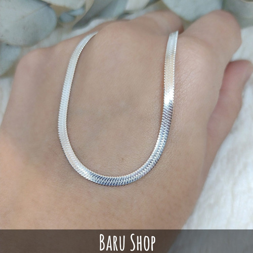Imagen 4 de 8 de Pulsera Cola De Ratón Chata De Acero Blanco