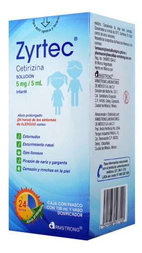 Zyrtec Solución Infantil 5 Mg/5 Ml, 1 Frasco 100 Ml + Vaso Dosificador