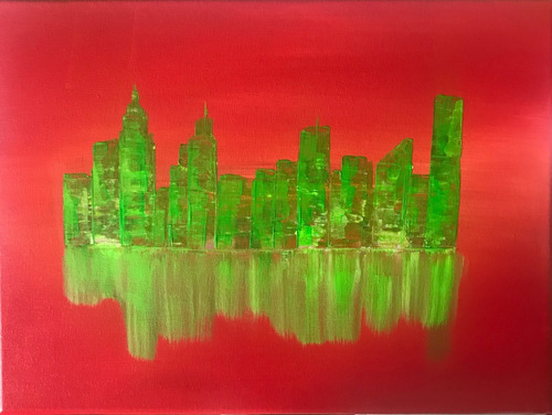 New York Sighs Cuadro Pintura Acrilica Nueva York Red