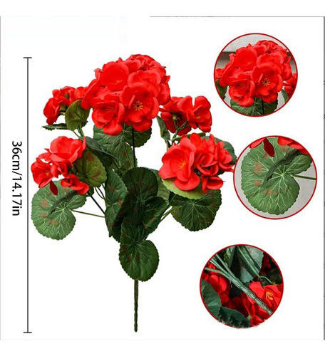 Geranios Artificiales Juego De 2 Flores Falsas Para Decoraci