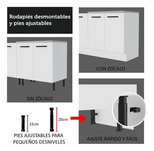 Cocina Integral Completa Modular Madesa Agata 180cm 09 Colar Blanco