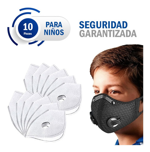 Imagen 1 de 10 de Filtro Repuesto Cubrebocas Deportivo Para Niños 10 Piezas