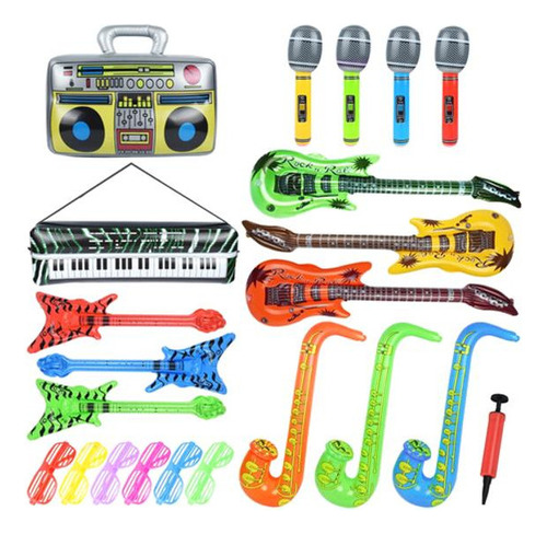 Conjunto De Instrumentos Infláveis De 22 Peças, Guitarra Inf