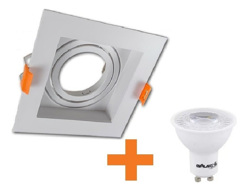 Spot De Embutir Mr16 Dicroica Quadrado Recuado + Led 6,5w Cor Branco Led Quente