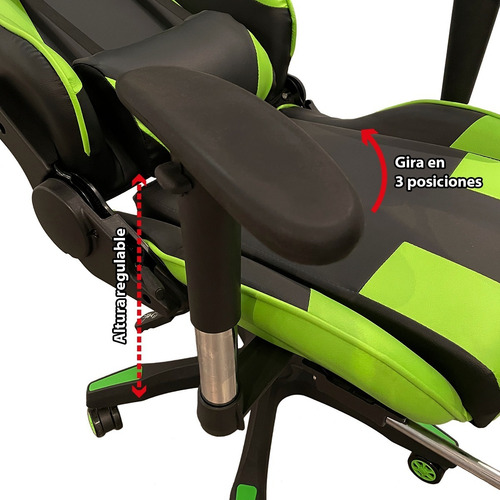 Silla Pc Gamer 06 Verde 2 Almohadones/apoyapies Envio Gratis